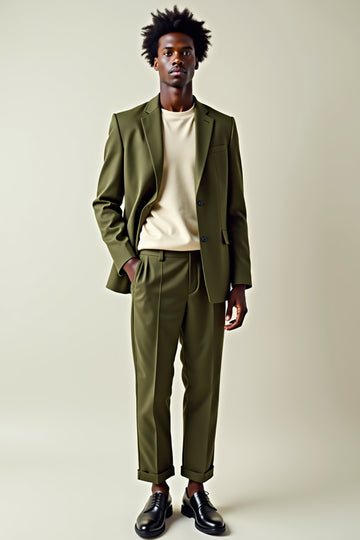 Dark Green Notched Lapel 2 Piece Homecoming Suits